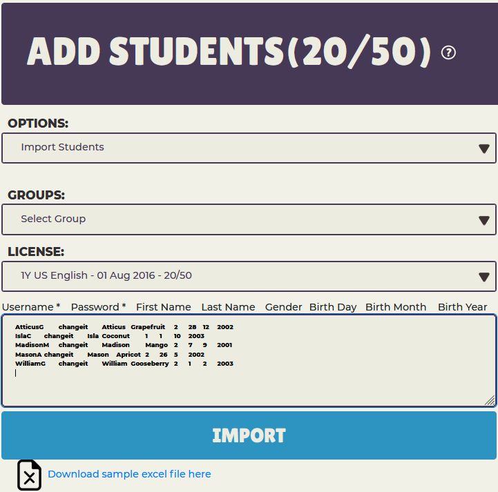 Learning Management - Import Scholastic Chess Students